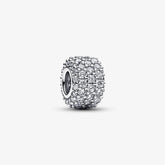 Pandora Dreireihiges Pavé-Charm: Sterling-Silber, Cubic Zirkonia